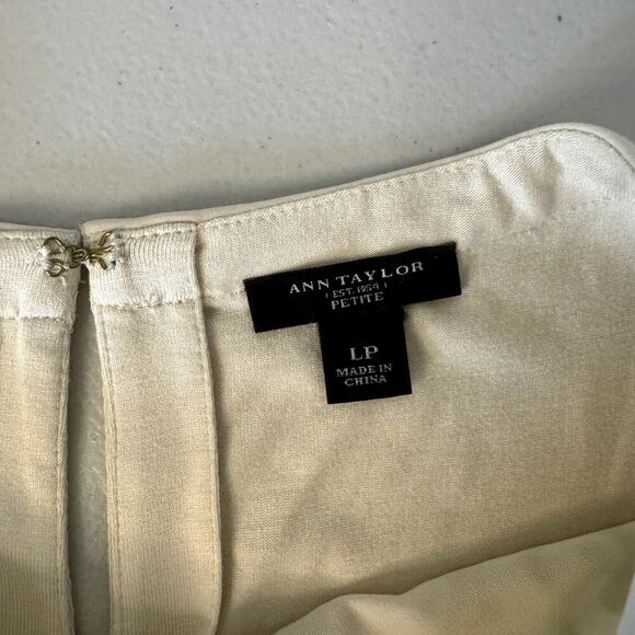 Gorg! Anne Taylor Green Overlay Floral Applique Green & Ivory Tank Petite Large - Picture 2 of 4